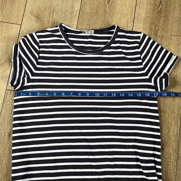 J. Crew Factory Navy White Striped Short Sleeve Tee Shirt Dress - Picture 10 of 11